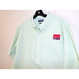 NWT‎ Chaps Short Sleeve Green Geometric Easy Care Temp Control Button Up Sz XXL